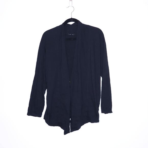 PAS DE CALAIS Wrinkled Cotton Knit Cardigan Black One Button Casual Women's 38 - Picture 2 of 15